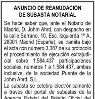 Ejemplo de anuncio de Subasta